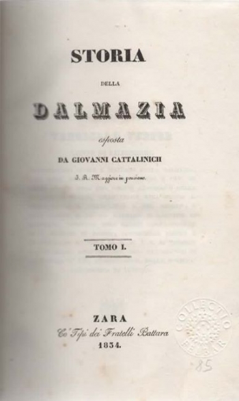 Cattalinich Giovanni: Storia della Dalmazia
